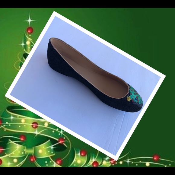 Women Custom Christmas w/Gift Boxes Glitter Flats - Picture 3 of 5